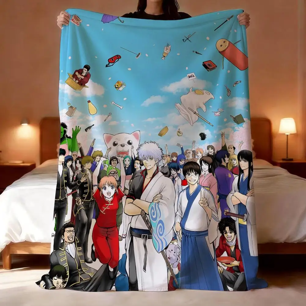 Anime Gintama Throw Short Plush Throw Blanket Soft Skin-Friendly Multi-Scene Home Office