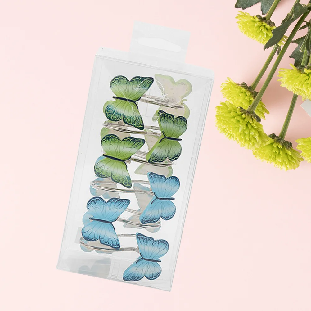 

12Pcs Flower Butterfly Hooks Rustproof Metal Resin Curtain Clips for Shower Window Door Hanging Decor Blue Green