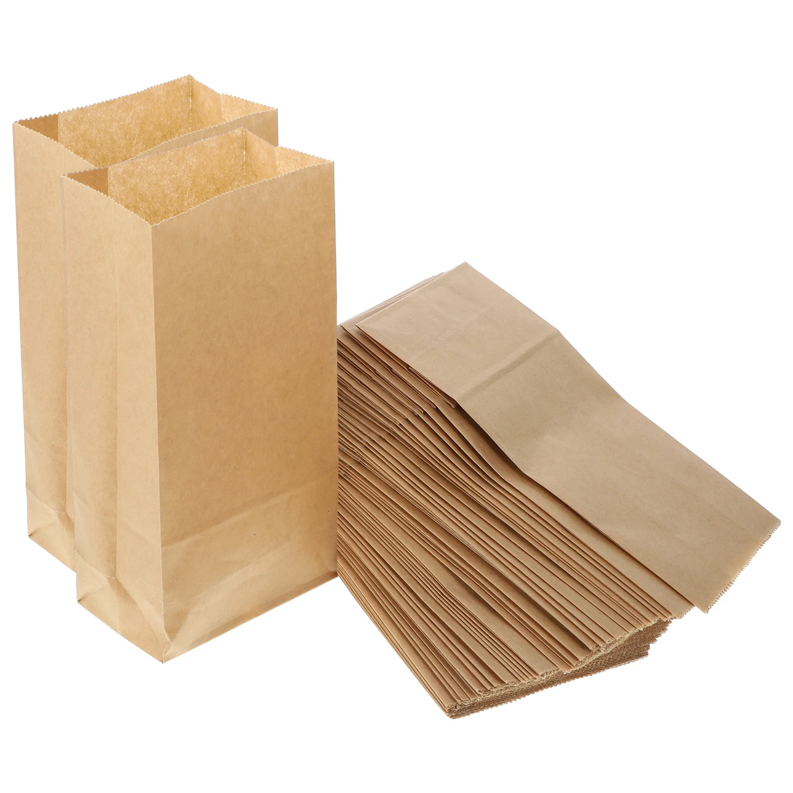 100 Pcs Lunch Bag Kraft Paper Bakery Bags Sandwiches Goodie Candy Storage Pouch Bread Packing Cookie Take Out