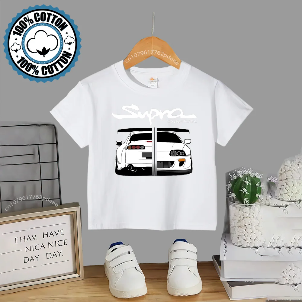 Teen Summer Cotton pullover O-neck T-shirt Doll Car print cotton short sleeve Boys girls street blazer T-shirt