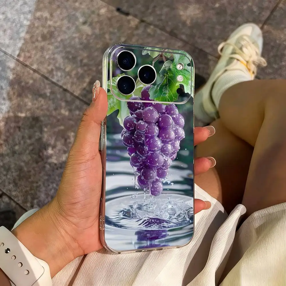 حافظة هاتف على شكل عنب أرجواني فواكه لهاتف آيفون 14,13,12,11,17,16,15,Pro,Max,Plus,X,XS,XR,SE,غطاء ناعم شفاف صغير #4