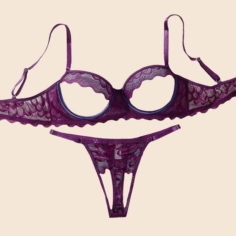 2026 Lingeries Sexy Hot Female Lace Underwear Intimate Hollow Three-Point Bra Panty Set Erotic Lingerie 2 Pieces Underwear Set