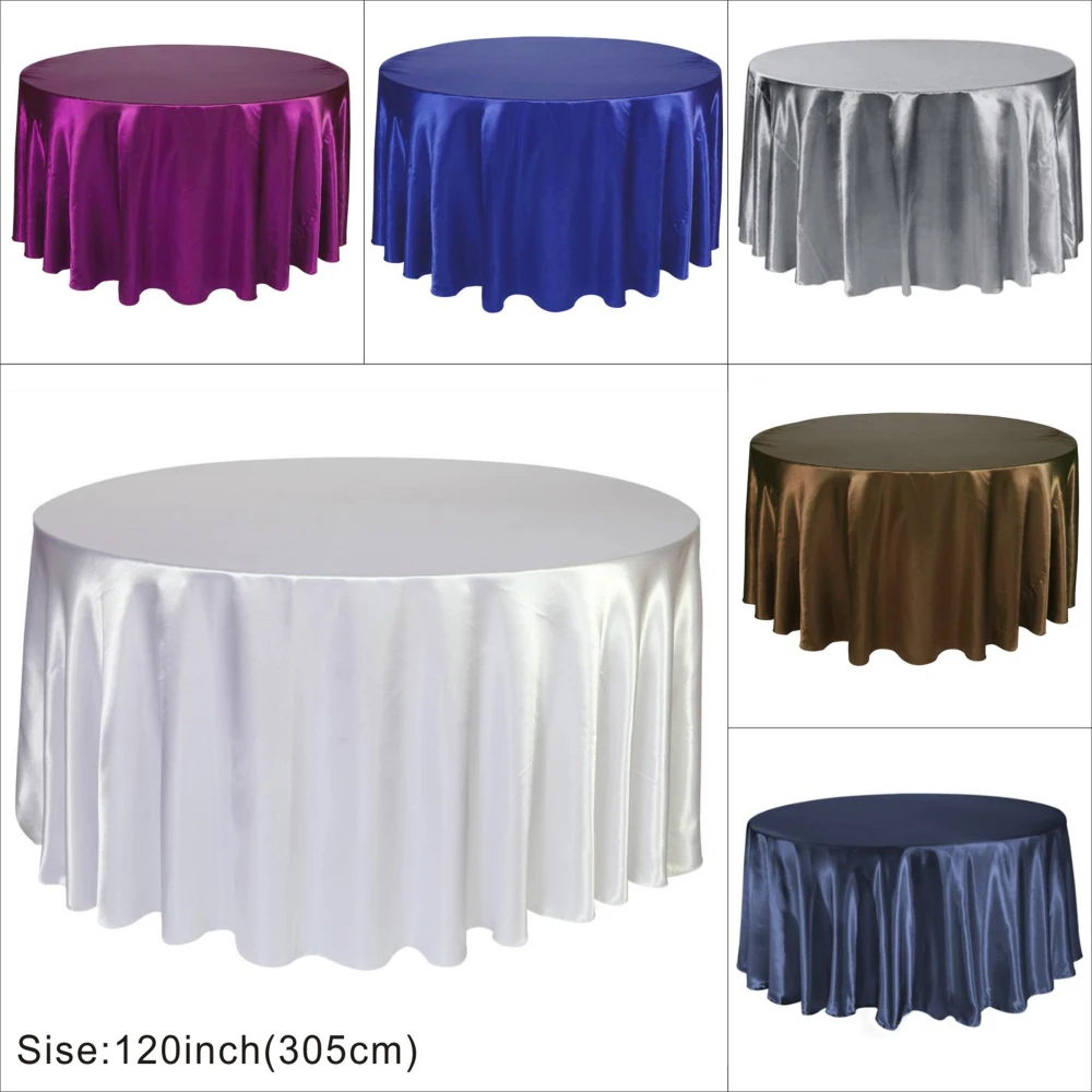 21 Colours 120 Inch Round Satin Tablecloths Solid Color Table Cloth for Wedding Party Restaurant Banquet Decorations Home Decor