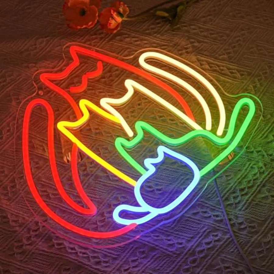 Neon Sign for Wall Decor Rainbow Led Sign Animal Neon Light Dimmable Pet LED Light Sign for Bedroom Men Cave Home Party Home De