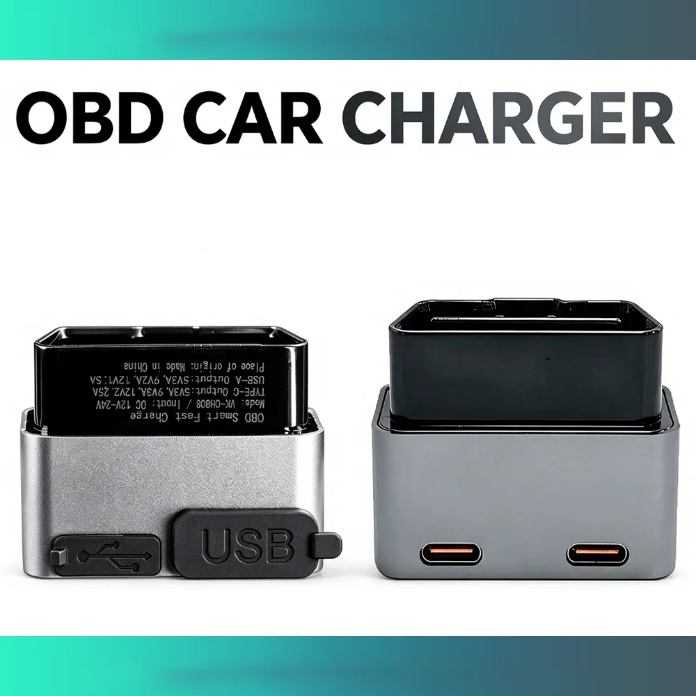 Car OBD Fast Charger USB-A Type-C Universal Car Charger Adapter Hidden Installation OBD2 Extension Charging Dock for Phone/ Pad