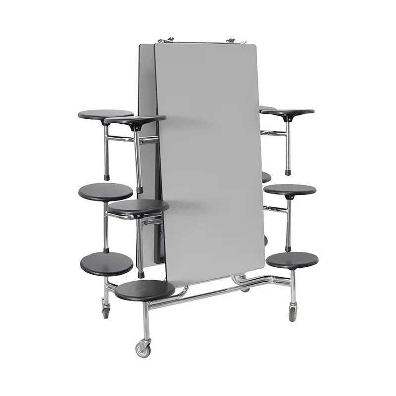 Mobile Folding Dining Table & Chair Set, School Canteen Furniture for College Students