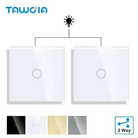 TAWOIA Touch Switch 1/2/3 Gang 2/3 Way Light Touch Switch With Glass Panel 4 Colors Touch Switch EU 800W Per Gang