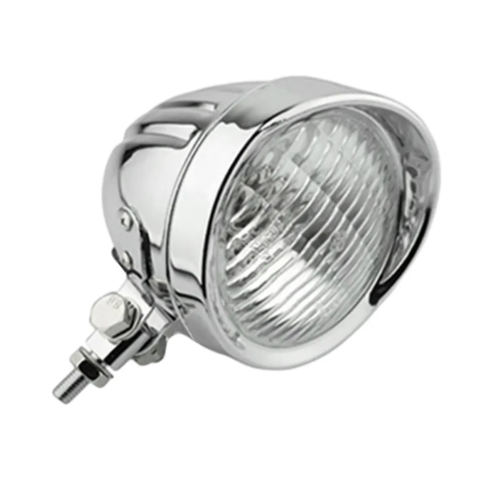 

Easy To Install Motorcycle Ball Head Light Lamp Improve Safety Vintage Style Universal High black white glass