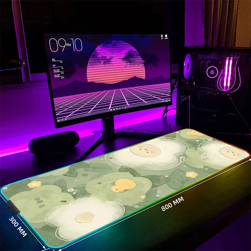 

Cartoon Cute Backlight Gaming Mousepad Desk Rug RGB Gamer Mousepads Mouse Pad LED Non-Slip Rubber Mouse Mats Keyboard Mat