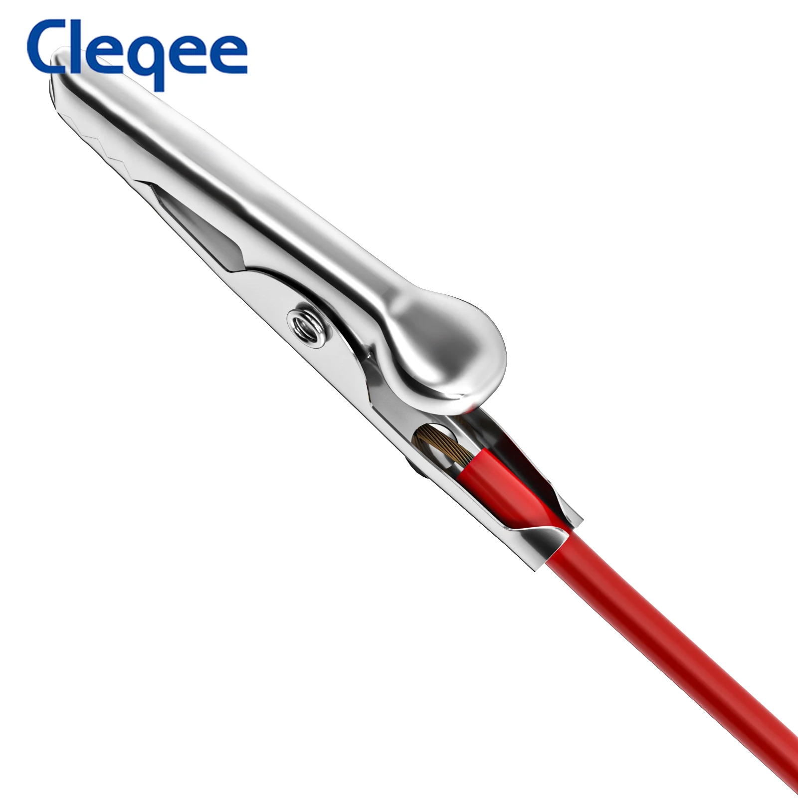 Cleqee 듀얼 악어 클립 테스트 리드, 더블 엔드 악어 클립 테스트 와이어, 전기 DIY 케이블, 50cm, 레드 블랙, P1025 2 개