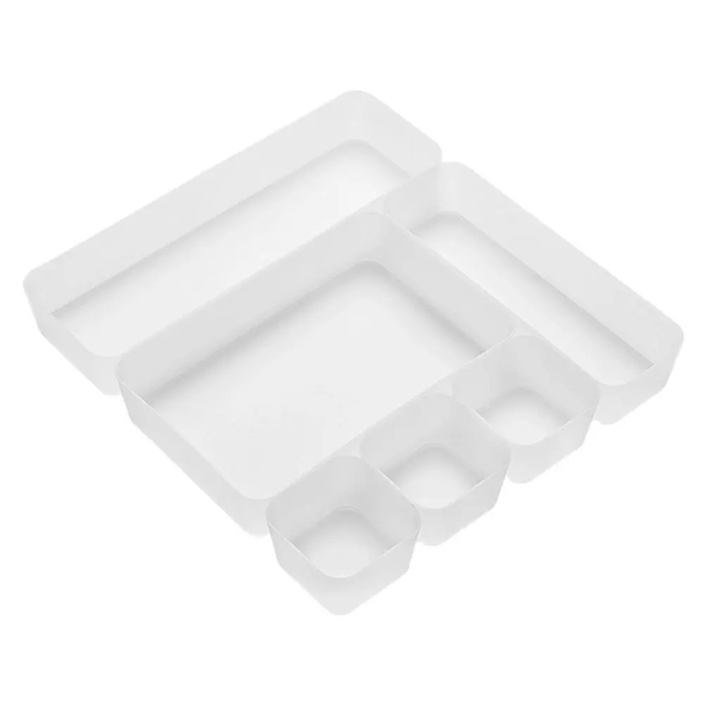 6Pcs Drawer Storage Boxes Set Premium PP Material Multi-Purpose Sorting Box for Kitchen Bathroom Office Bedroom Makeup Organizer