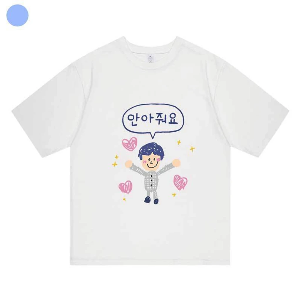 KPOP Y2K Love JIN FANS CARTOON Pattern T-shirt Summer Women Bat Sleeve Cotton Y2k T-shirt Harajuku 90S Oversize Streetwear