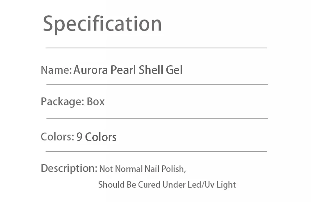 Vendeeni 9 Farben Perlmutt-Farbgel-Nagellack Glänzender Aurora-Effekt UV-Soak-Off-Gel-Lack Meerjungfrauen-Gel-Lack für Nagelkunst – Detail 11