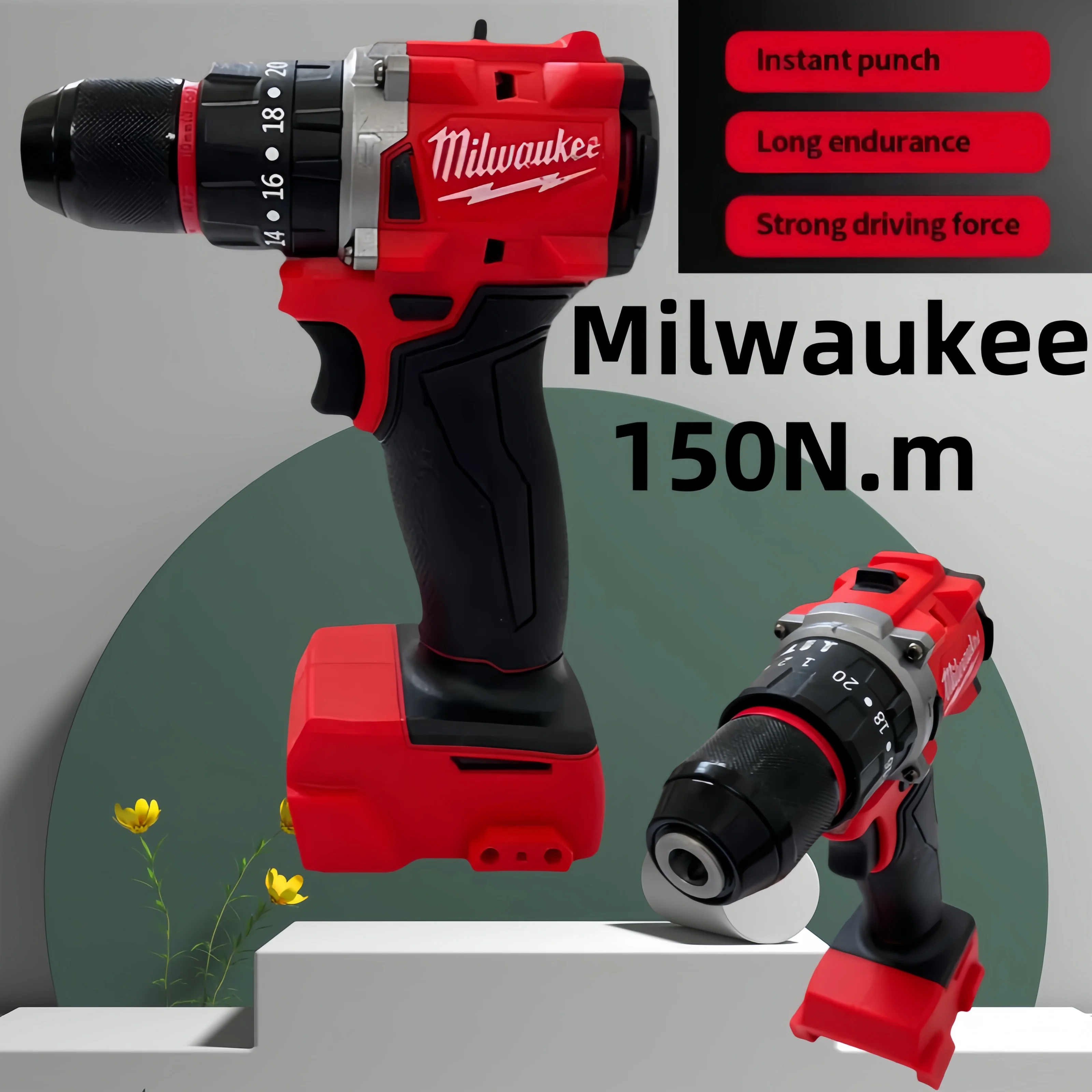 

Original Milwaukee brushless Small Electric Drill 150N.m Cordless Impact Drill of For 18V Battery PowerDecoration Team Uses Tool