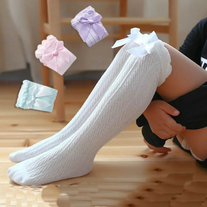العلامة التجارية طفل الفتيات Sockings الركبة عالية الطفل الجوارب أنبوب طويل الاطفال تدفئة الساق فتاة الجوارب القوس الجوارب الربيع والصيف والخريف والشتاء