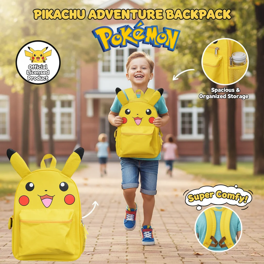 

Pokemon Pikachu Students Teens Backpack Storage Bag Kawaii Pencil Case Anime Doll Travel Bag Boy Girl Toys Birthday Gifts