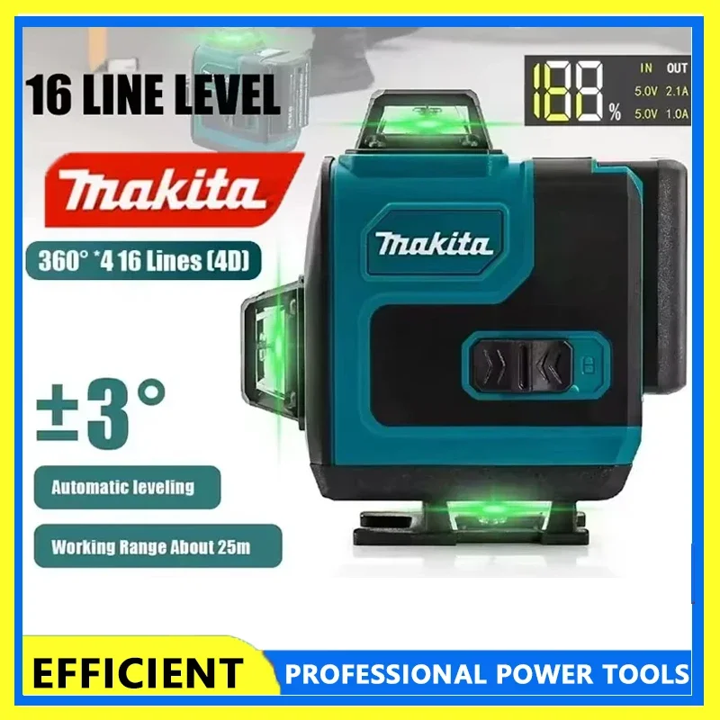 

Makita High-Precision 16-Line 360 Horizontal Vertical Cross Level Green Light Laser High-Precision Wall-Mounted Portable Tool
