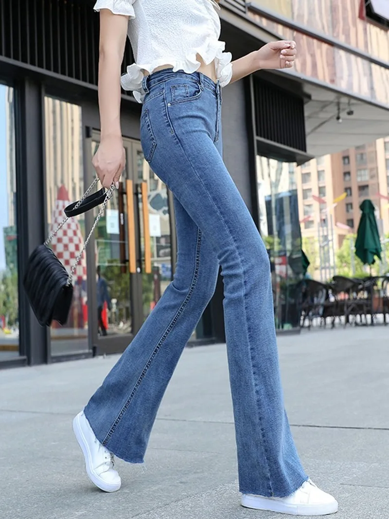 Fashion Spring and Autumn Trousers Flared Jeans High Waist Women Clothing Micro-pants Women Stretch 2023 New Women Pant Are Thin