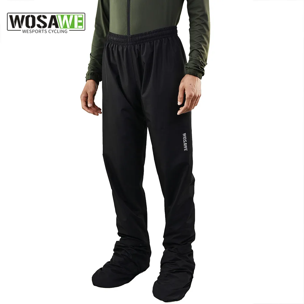 WOSAWE Cycling Rain Pants Reflective Rain Pants Waterproof MTB Cycling Outdoor Sports Multi-use Hiking Camping Rain Trouser