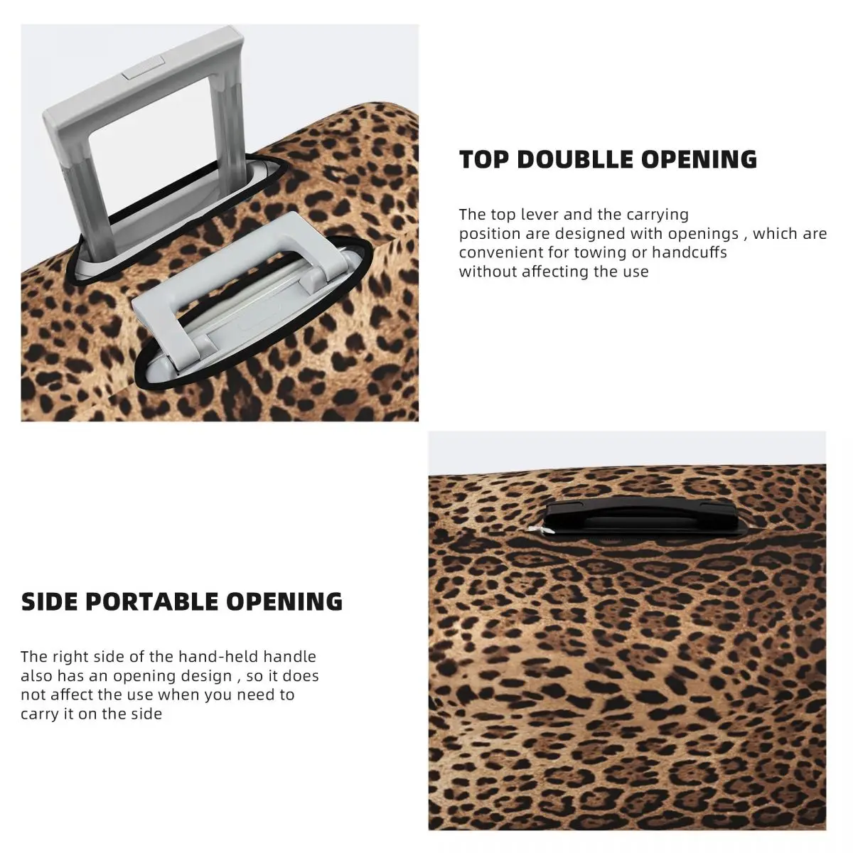 غطاء حقيبة من الجلد بطبعة الفهد، أغطية حماية مرنة لأمتعة السفر مقاس 18-32 بوصة #4