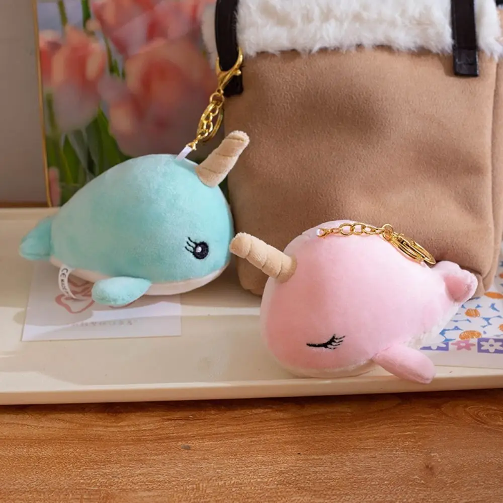 Fashion Soft Cartoon Plush Whale Keychain Stuffed Fluffy Animal Plush Whale Doll Cartoon Cute Whale Plush Pendant Decoration