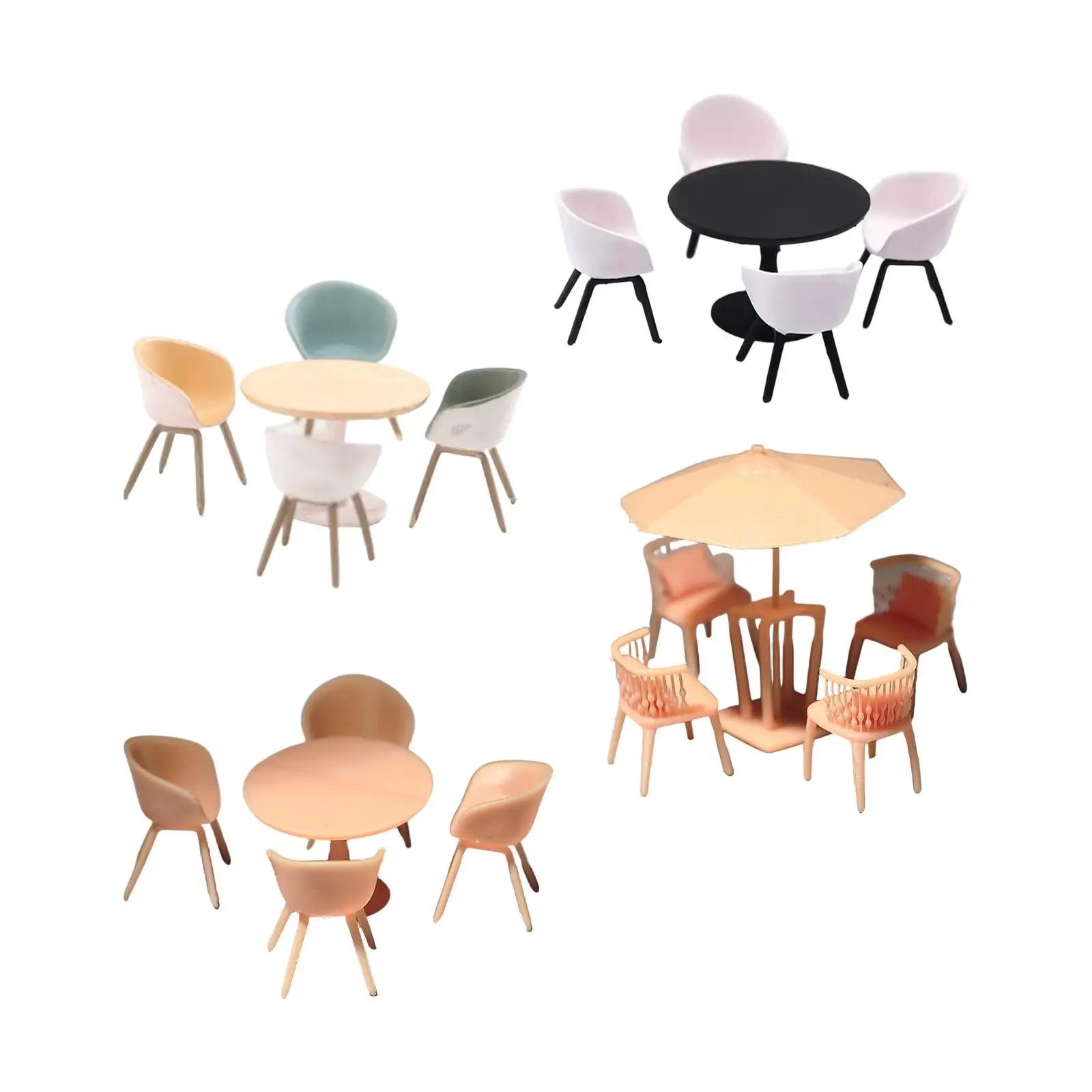 1/64 Scale Miniature Table Chair Set,Resin Furniture Model,Tiny,Decoration,Creative,Desk Chair Set Mini Diorama Accessories