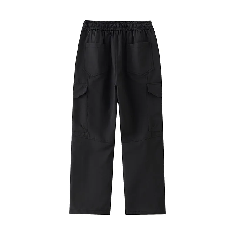 กางเกงคาร์โก้บุขนหนานุ่มสำหรับผู้ชาย 1 ตัว สำหรับฤดูใบไม้ร่วงและฤดูหนาว กางเกงคาร์โก้ทรงตรงมีเชือกผูกเอว ใช้งานได้หลากหลาย มีกระเป๋าหลายช่อง กันลม กันหนาว เหมาะสำหรับกิจกรรมกลางแจ้ง กางเกงลำลองไซส์ใหญ่ แฟชั่นสำหรับผู้ชาย ใส่กันหนาวได้