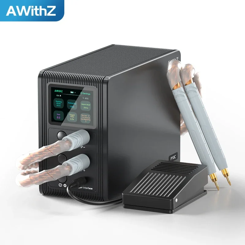 Awithz New Mini Welding Machine 80-Level Adjustable LCE Screen Spot Welding 0.8mm 15A Charging Speed Preheat 1-10