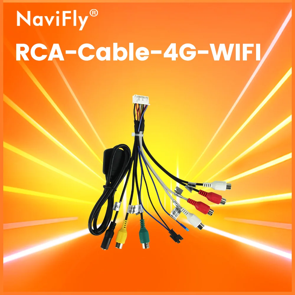 NaviFly RCA 케이블, 4G 와이파이 자동차 멀티미디어 플레이어 어댑터 커넥터, 와이어 플러그 키트, 폭스바겐 포드 혼다 범용