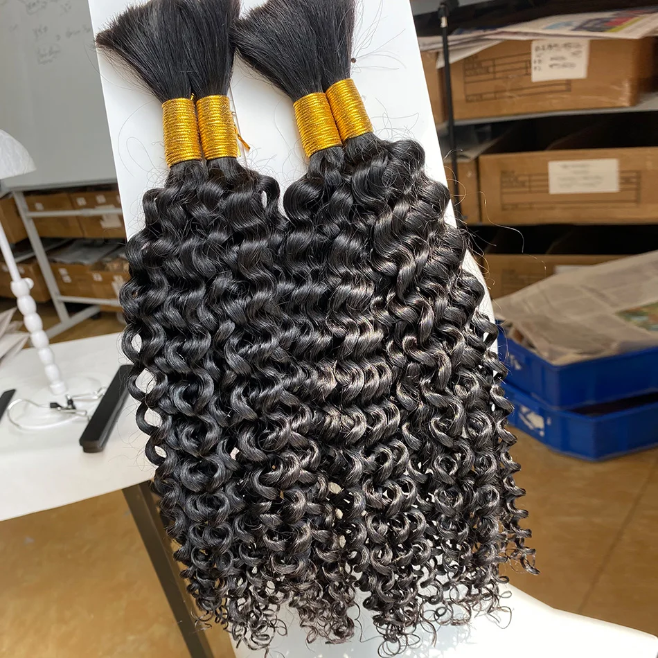 Bohemian Jerry Curly Human Hair Bulk Boho Curly No Weft 100g/Bundle 14-26
