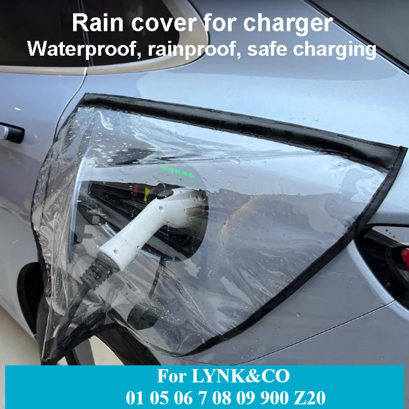 

For LYNK&CO 01 05 06 7 08 09 900 Z20 Car Charging Gun Rain Cover Transparent Magnetic Strip Adsorption Waterproof Accessories
