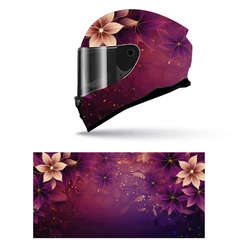 Abstract Purple Gold Flower Full Helmet Wrap Sticker casco da moto Racing Graphic Decal vinile Wrap Helmet adesivo decorativo