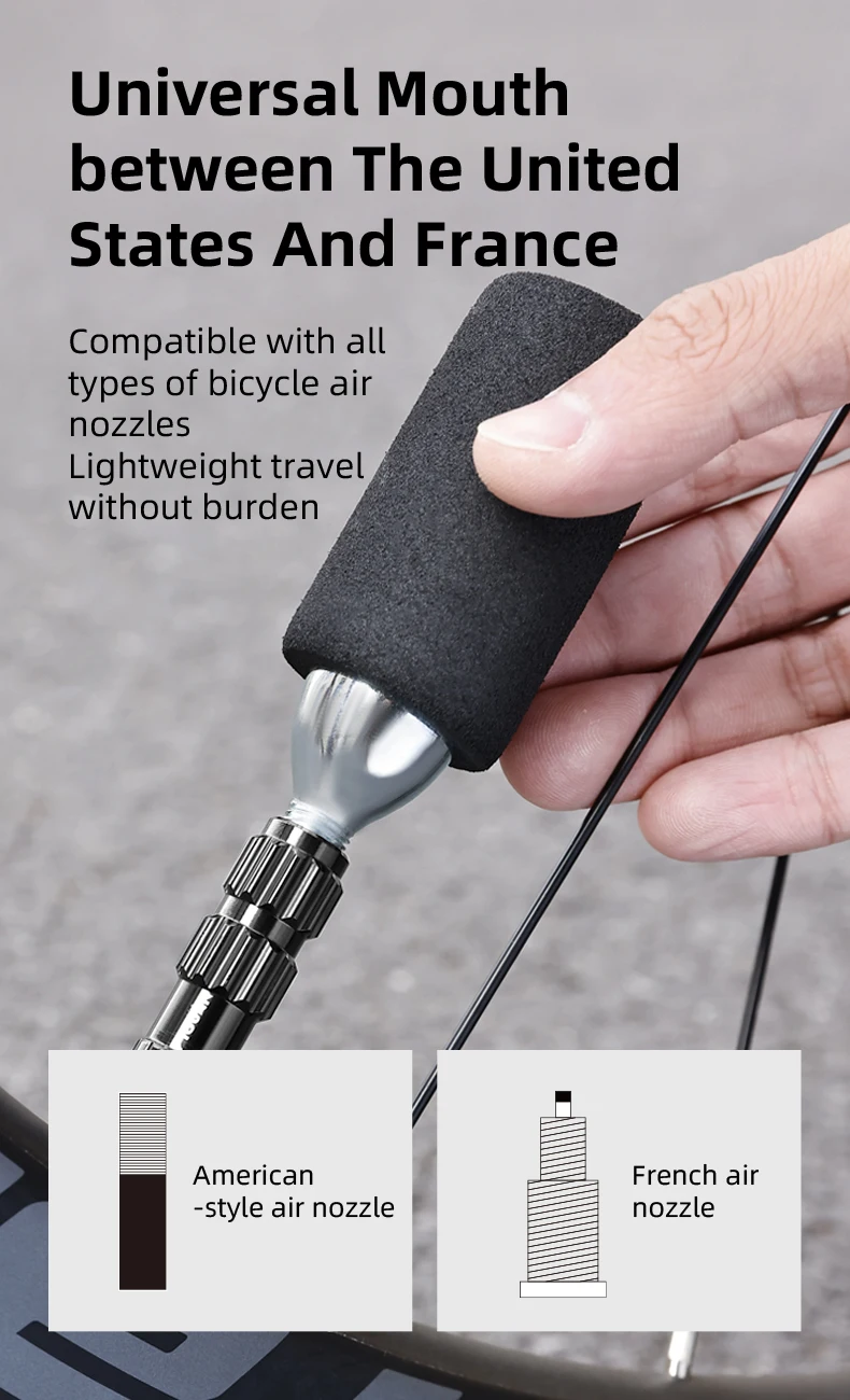 Aluminiumlegierung CO2 Fahrradreifenpumpe Mini Fahrradreifenpumpe Werkzeug CO2-Pumpenkopf für Fahrradzubehör – Detail 5