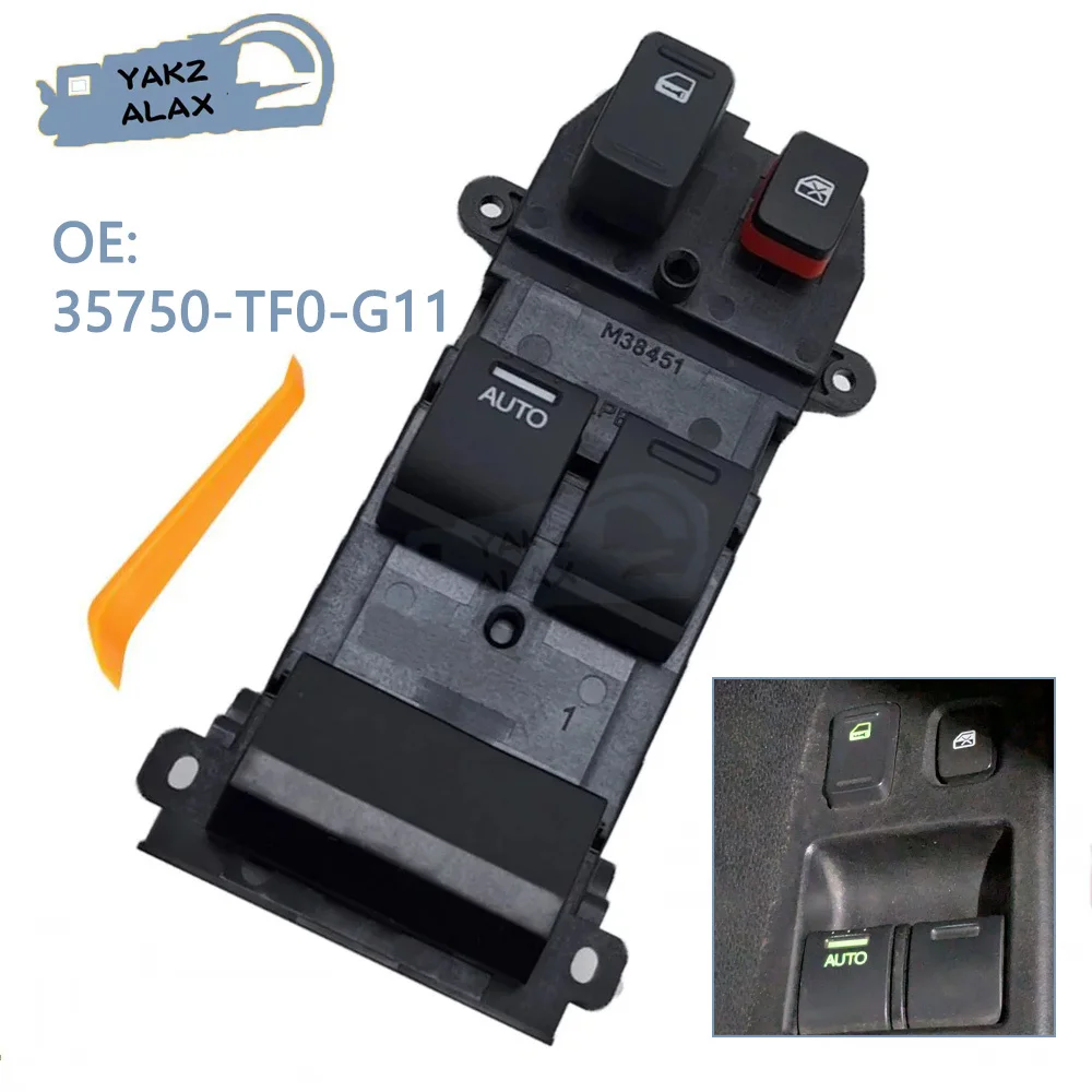 

Front Left Electric Master Power Window Control Switch Button 35750-TF0-G11 for Honda Jazz 2009 2010 2011 2012 2013 2014 2015
