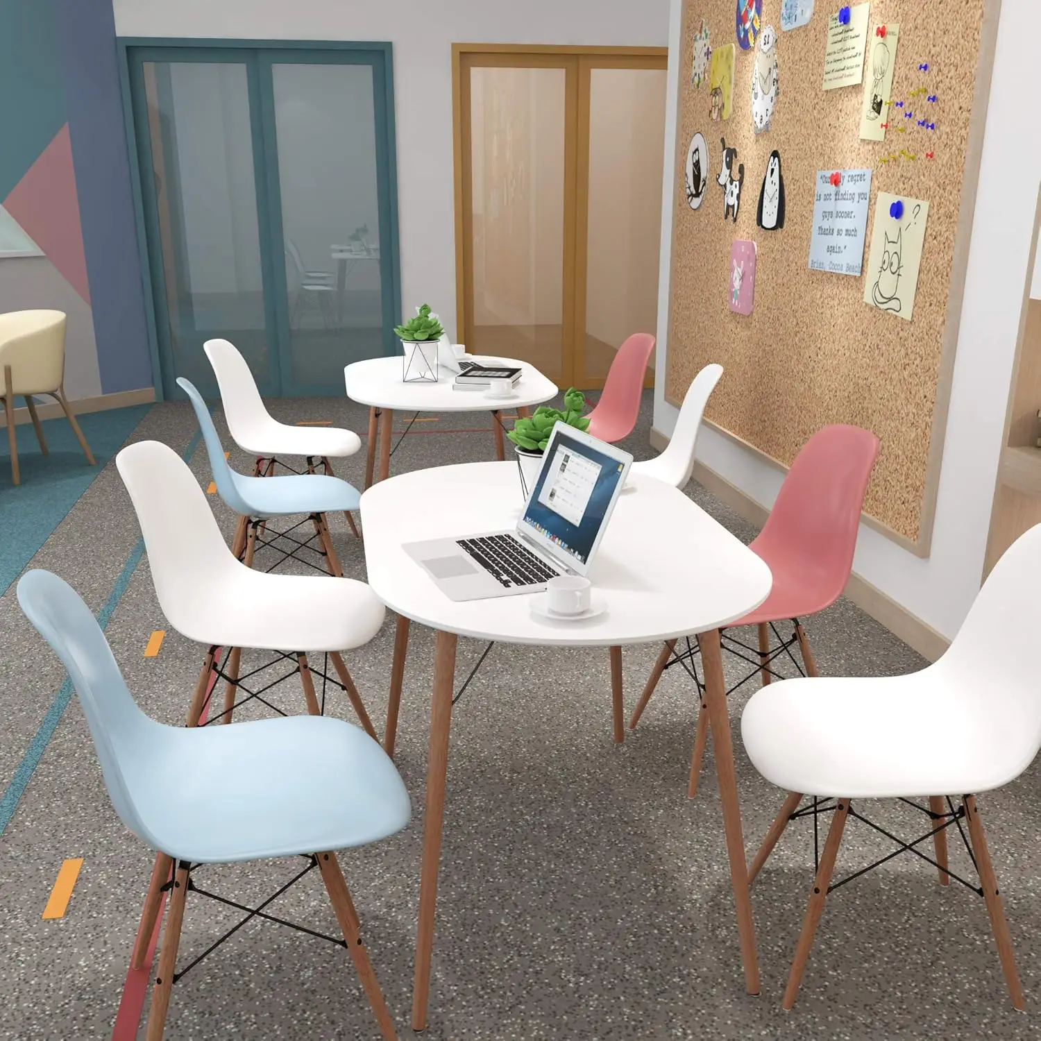 طاولة طعام بيضاوية 47.2 بوصة منتصف القرن طاولة عشاء مطبخ بيضاء حديثة طاولة بسيطة للمنزل والمكتب وغرفة المعيشة والمطبخ