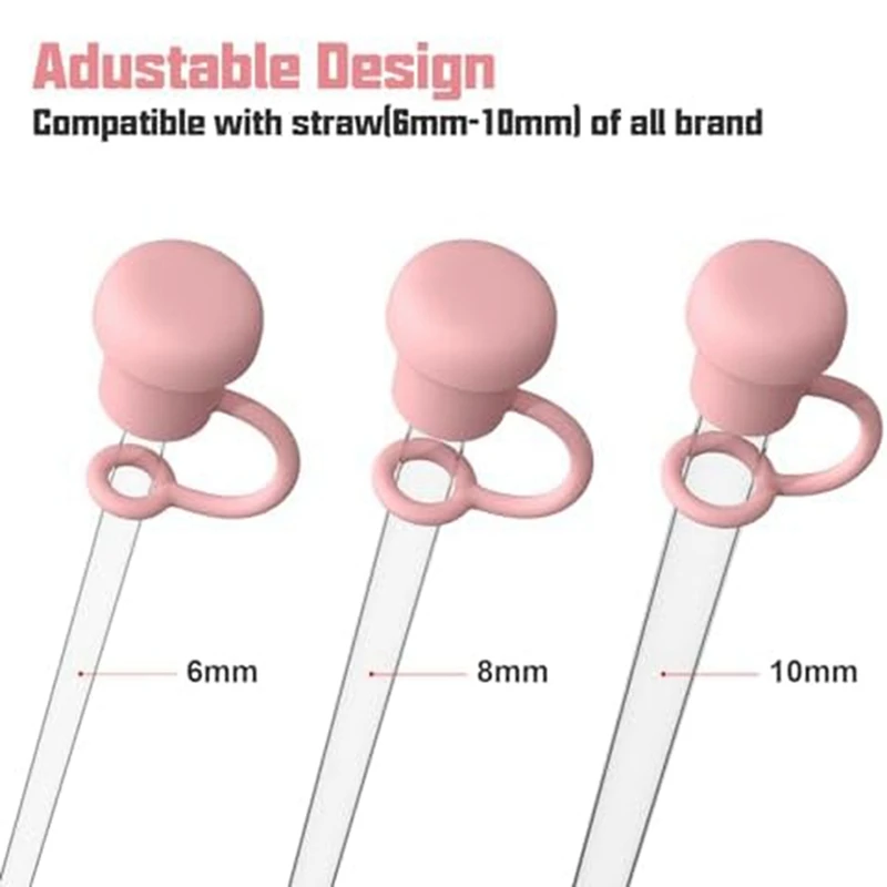 

Adjustable Straw Cover Diameter 6Mm-10Mm,Dishwasher Safe Clear Suction Straw Dust Plug