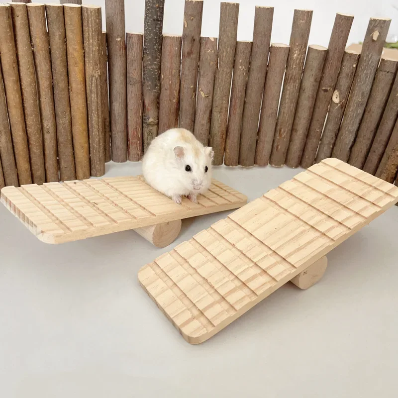 Hamster Roller Toys Natural Wooden Pine Dumbells Unicycle Bell Chew Toys Bear Wine Container Toy Small Animals House Accessories