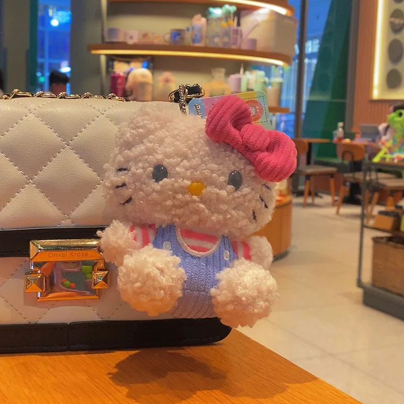 Saniro Hello Kitty peluche ripiene ciondolo cartone animato Kt gatto capelli ricci peluche bambola zainetto zaino portachiavi con ciondolo regali per ragazze