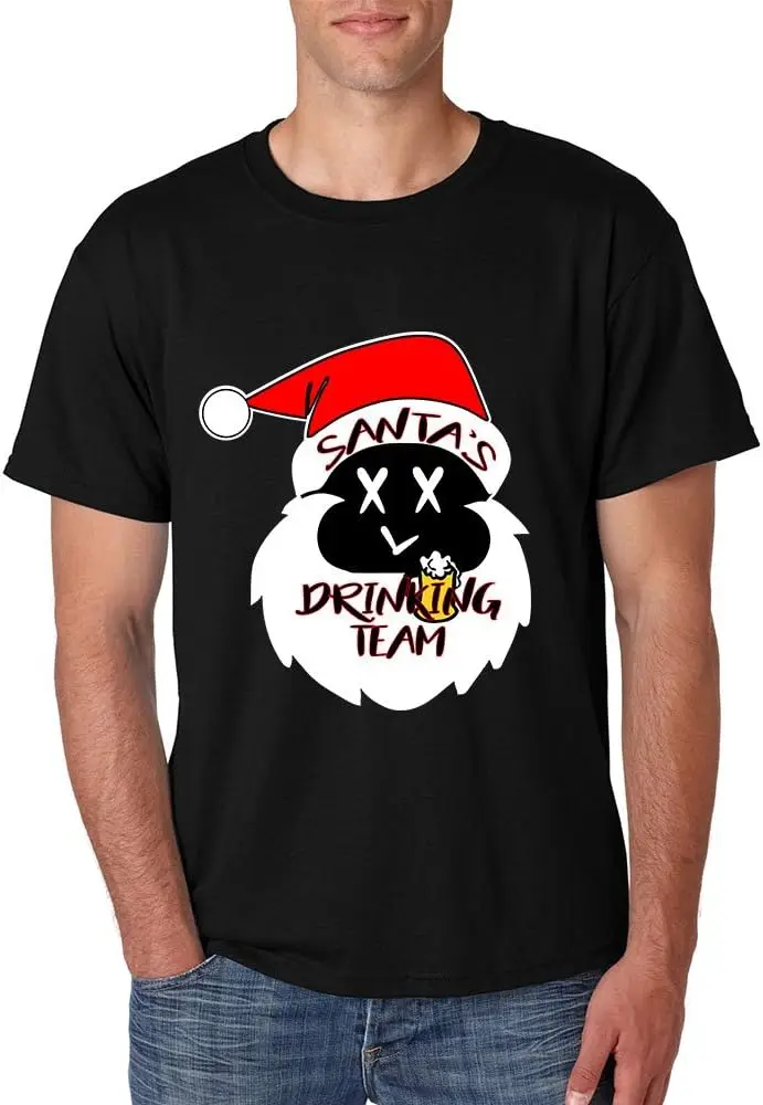 ALLNTRENDS Men's T Shirt Santa's Drinking Team Cool Xmas Funny