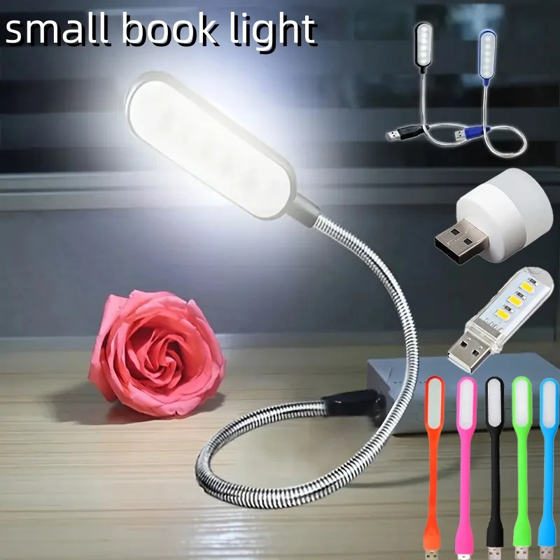 1pc Mini USB LED Lamp With Flexible Arm Portable LED Reading Light Eye-Protection Energy-Saving Mini Night Light Laptop Desktop