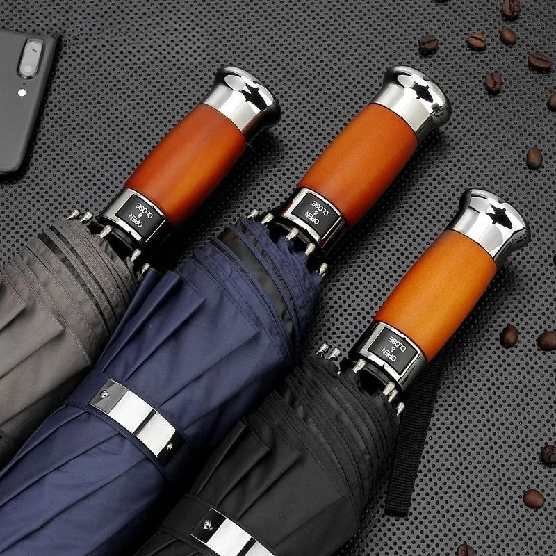 10 عظام من البلاستيك الأسود مظلة مشمسة أوتوماتيكية بالكامل حماية من الشمس مضادة للأشعة فوق البنفسجية للرجال مظلة هدية للأعمال الراقية