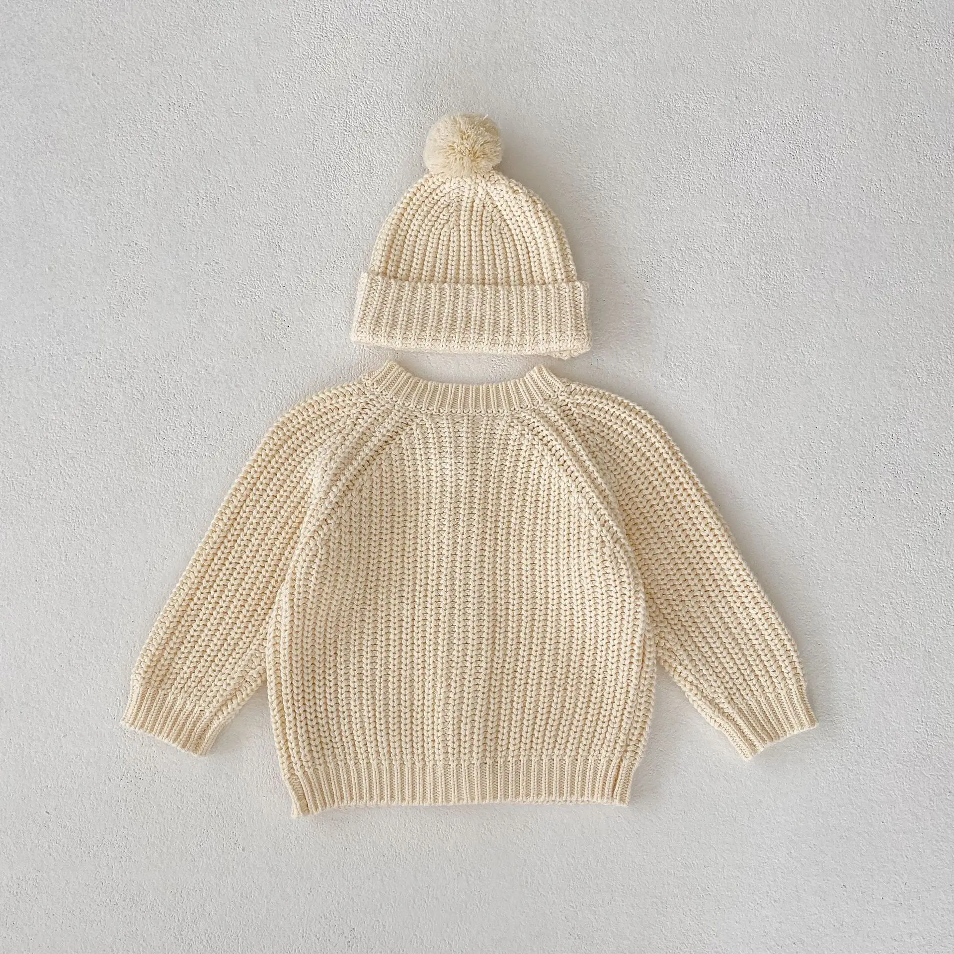 Baby Sweater Coat Autumn 2026 Solid Color Beige Knitted Girl's Sweater Long-sleeved Coat 0-3Year Kid's Cardigan Sweater