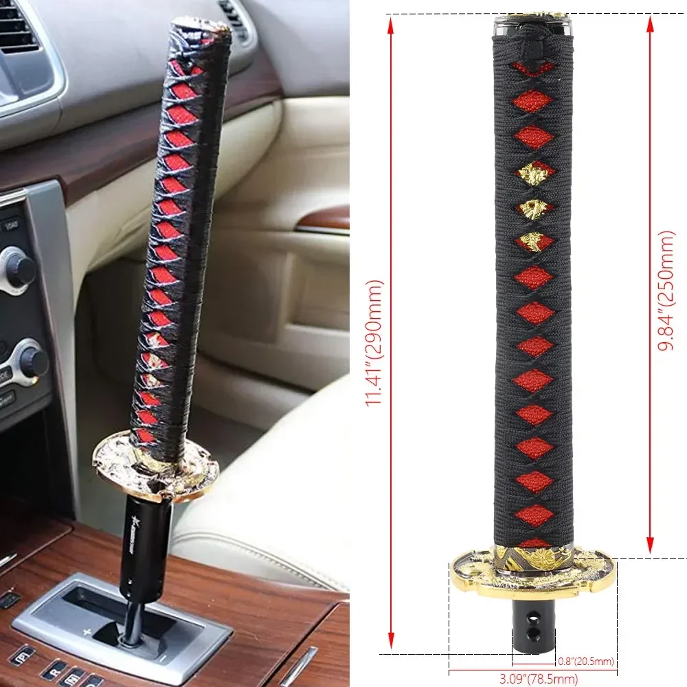 Universal Samurai Sword Shift Knob Shifter With Adapters Gear Shift knob Lock/Button Car Accessories Car Gear Shifter Lever 25CM