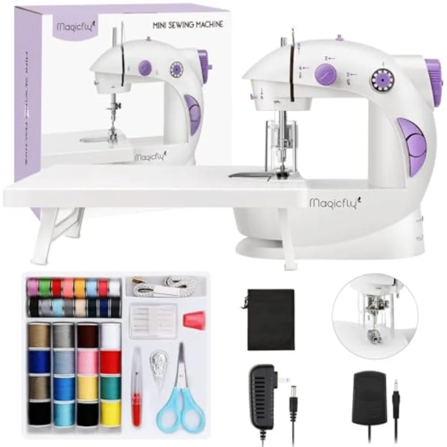 

Mini Sewing Machine with Extension Table Dual Speed Portable Sewing Machine for Beginners with Light Sewing Kit for Household U