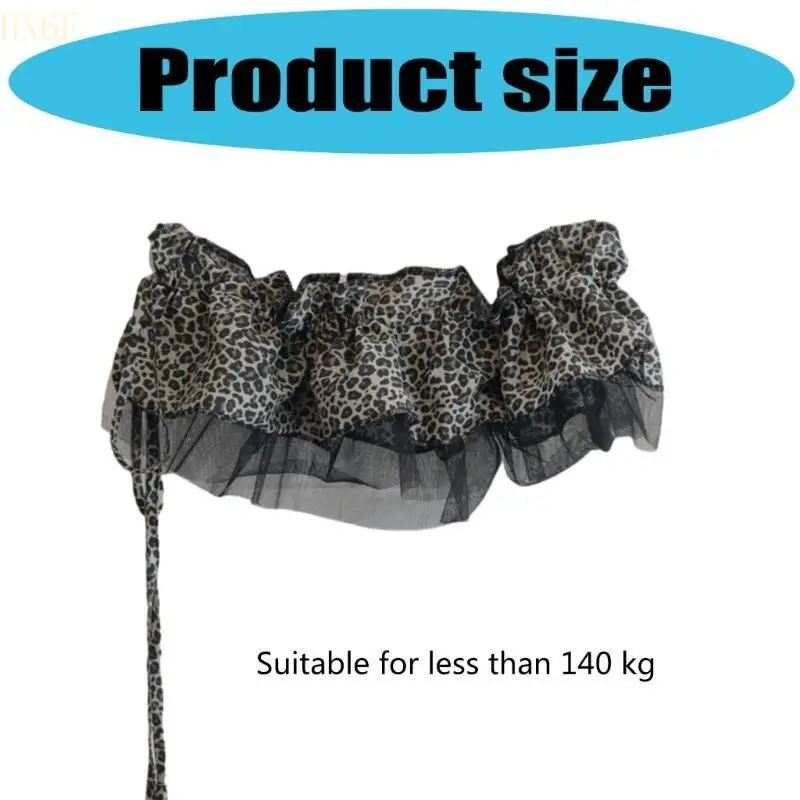 HX6F Leopard Print Ruffle Mini Skirt with Adjustable Drawstring Waist Layered Skirt