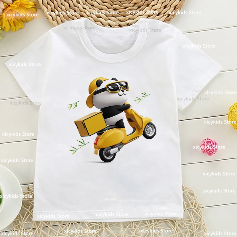 T-shirt feo boys/girls Cute lovely cat panda boy - kids carton printed children's clothes tshirt fashion boys girls clothes