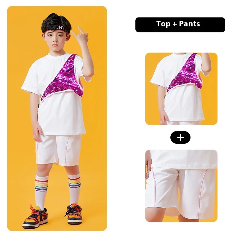 Ropa de tendencia de Jazz para niños, ropa de actuación de grupo para niños, ropa de baile callejero de Hip Hop, baile de desfile de moda