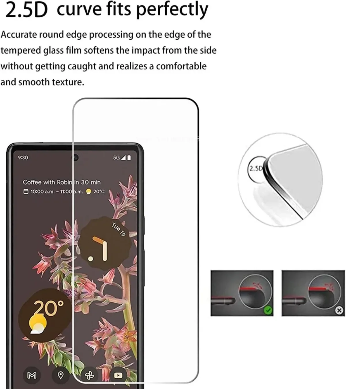4Pcs HD Protectors for Google Pixel 8a 8 Pro 7 7 Pro 6A 4 4XL 3 3XL Tempered Glass Screen Protector Film 9H Clear Screen Guard