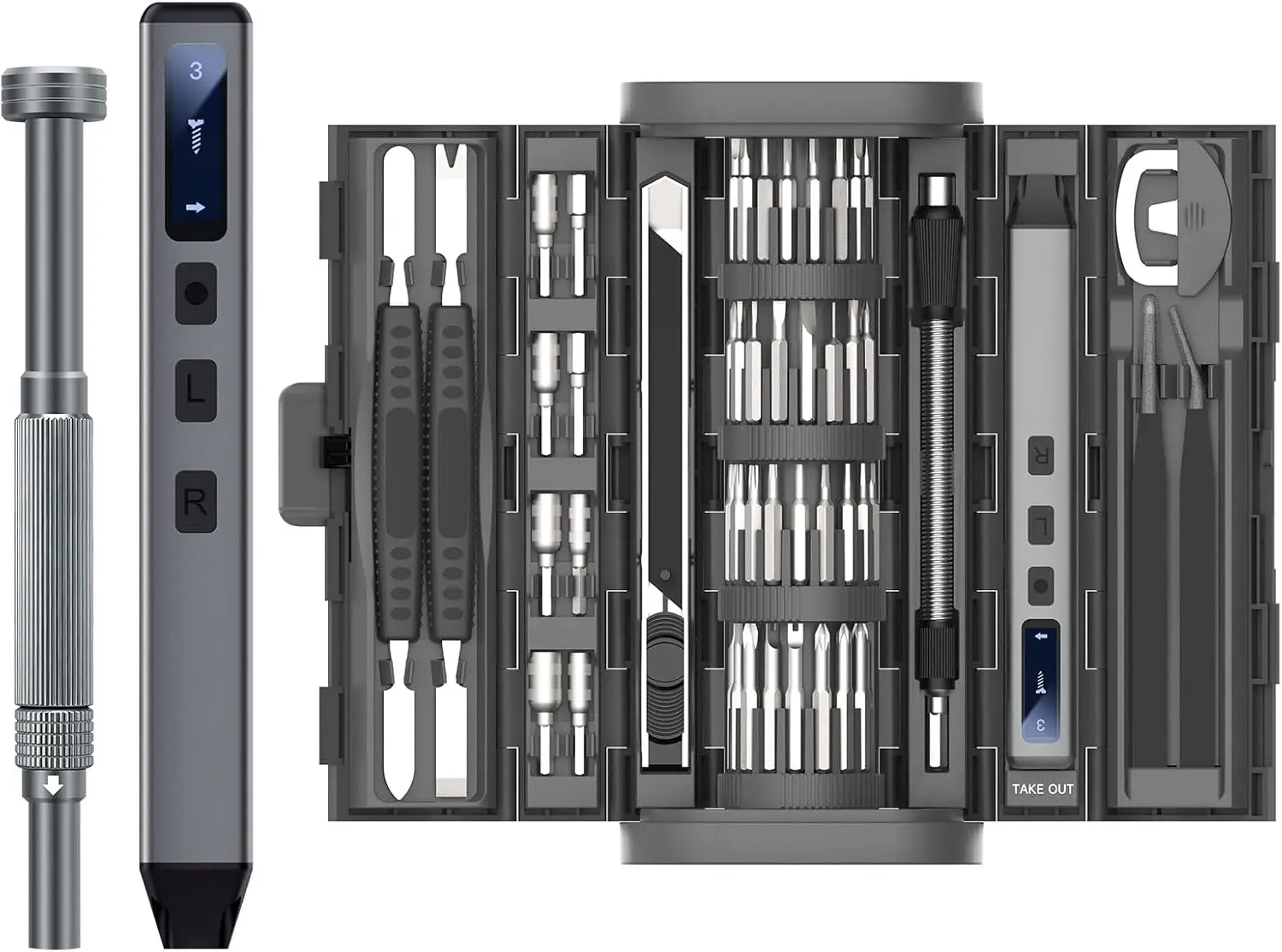 

Mini Cordless Electric Screwdriver Set, 83-in-1 with 71 Bits, LED Light, Magnetic Mat for Phone Watch Camera Laptop Repair