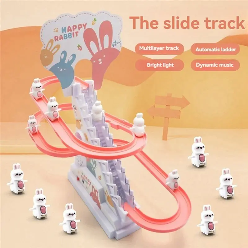 B49B-Bunny Climbing Stairs Track Automatic Slide Macey Bunny Climbing Stairs Children's ,
